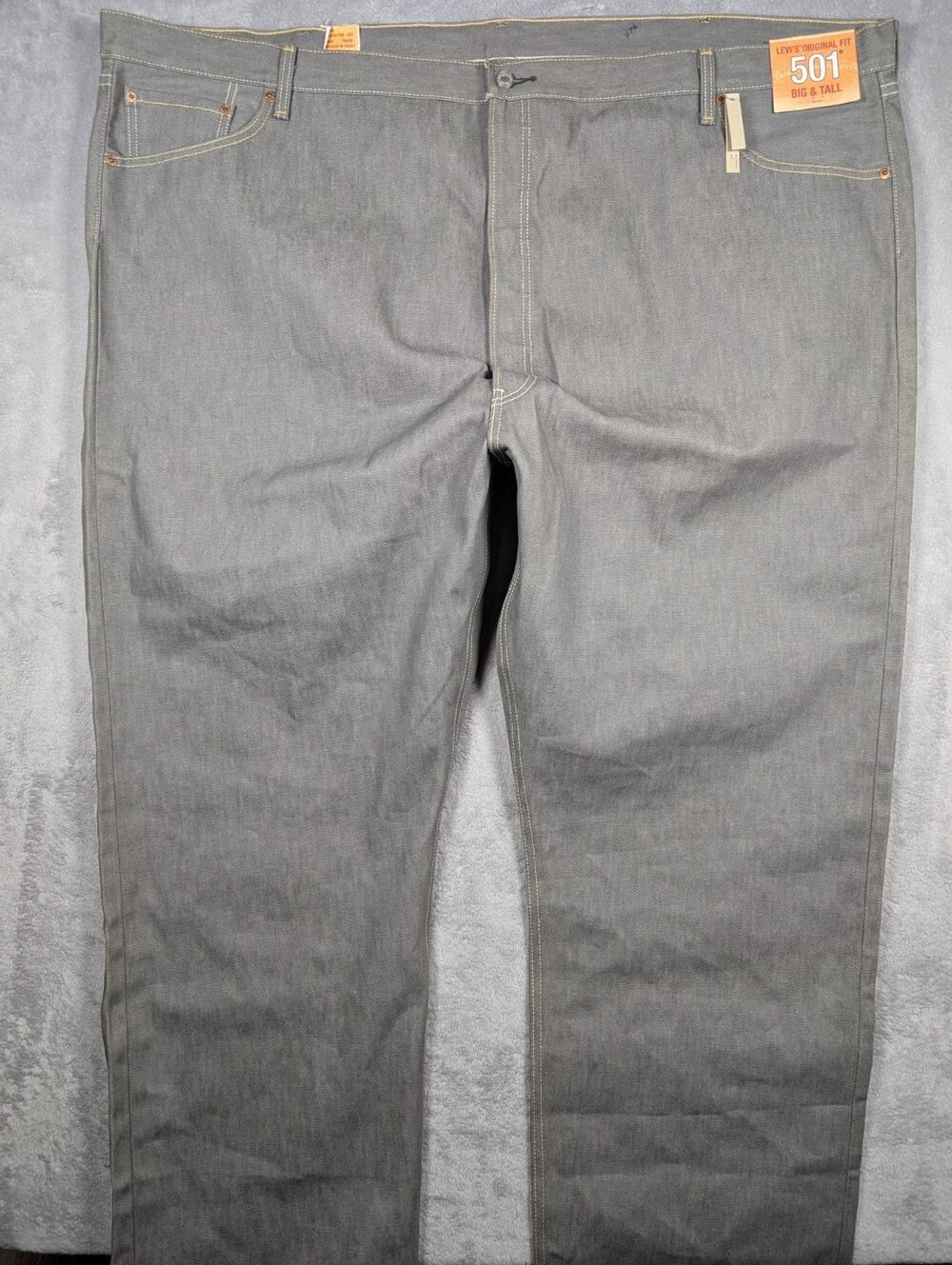 Levis 501 Original Fit Jeans Mens 56x32 Big And Tall Gray Button Fly Straight